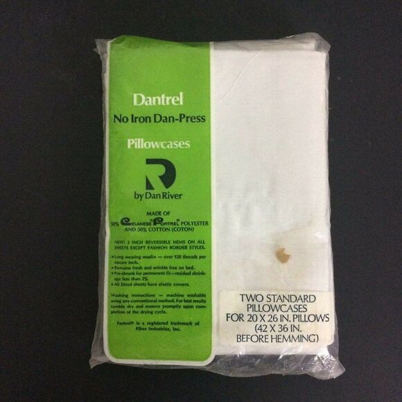 Dantrel No Iron Muslin Standard Pillowcases 20x26 White Vtg 60s New Old Stock - Picture 2 of 5